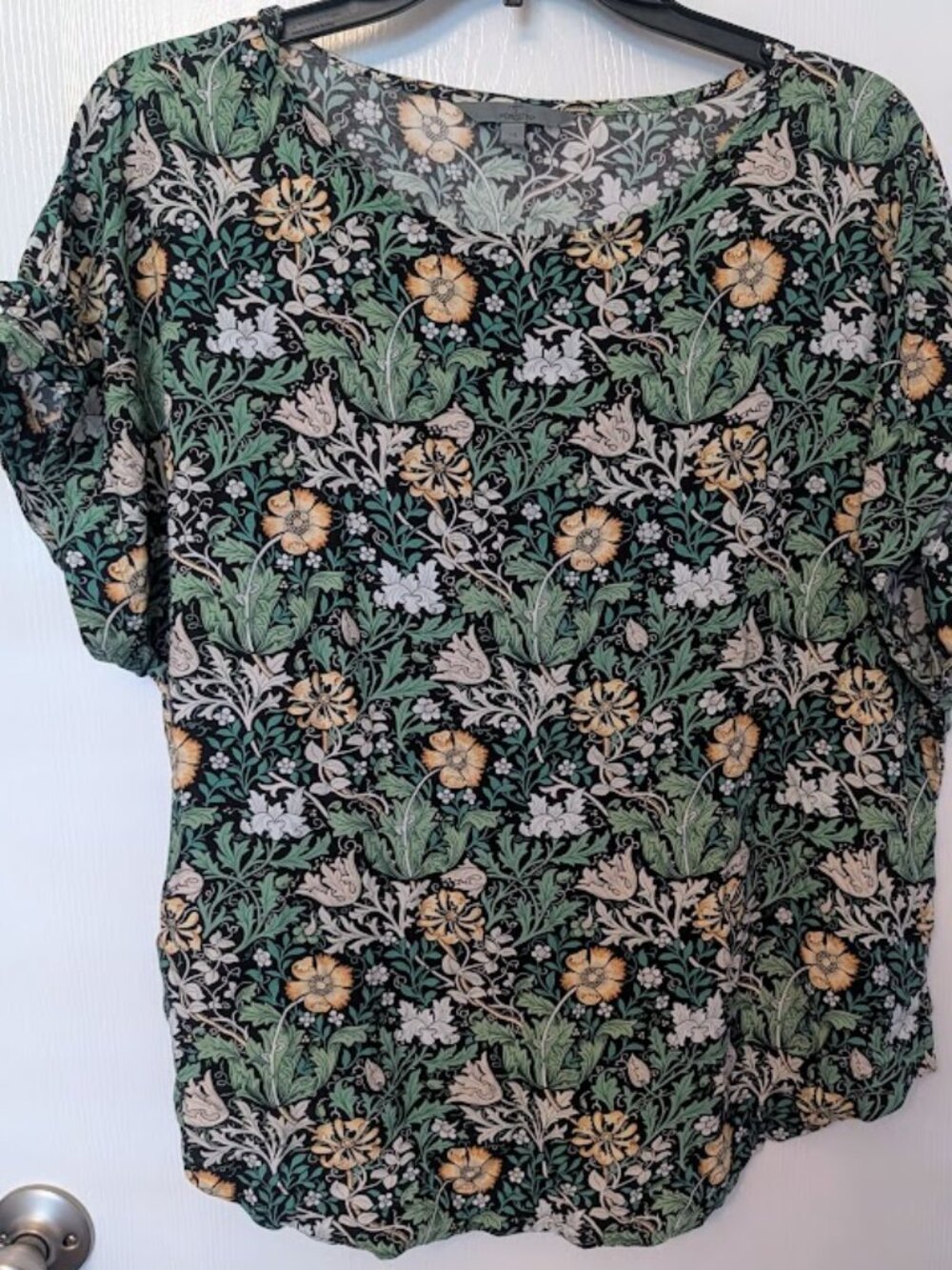 Green floral S/S top by Morris & Co Size 16